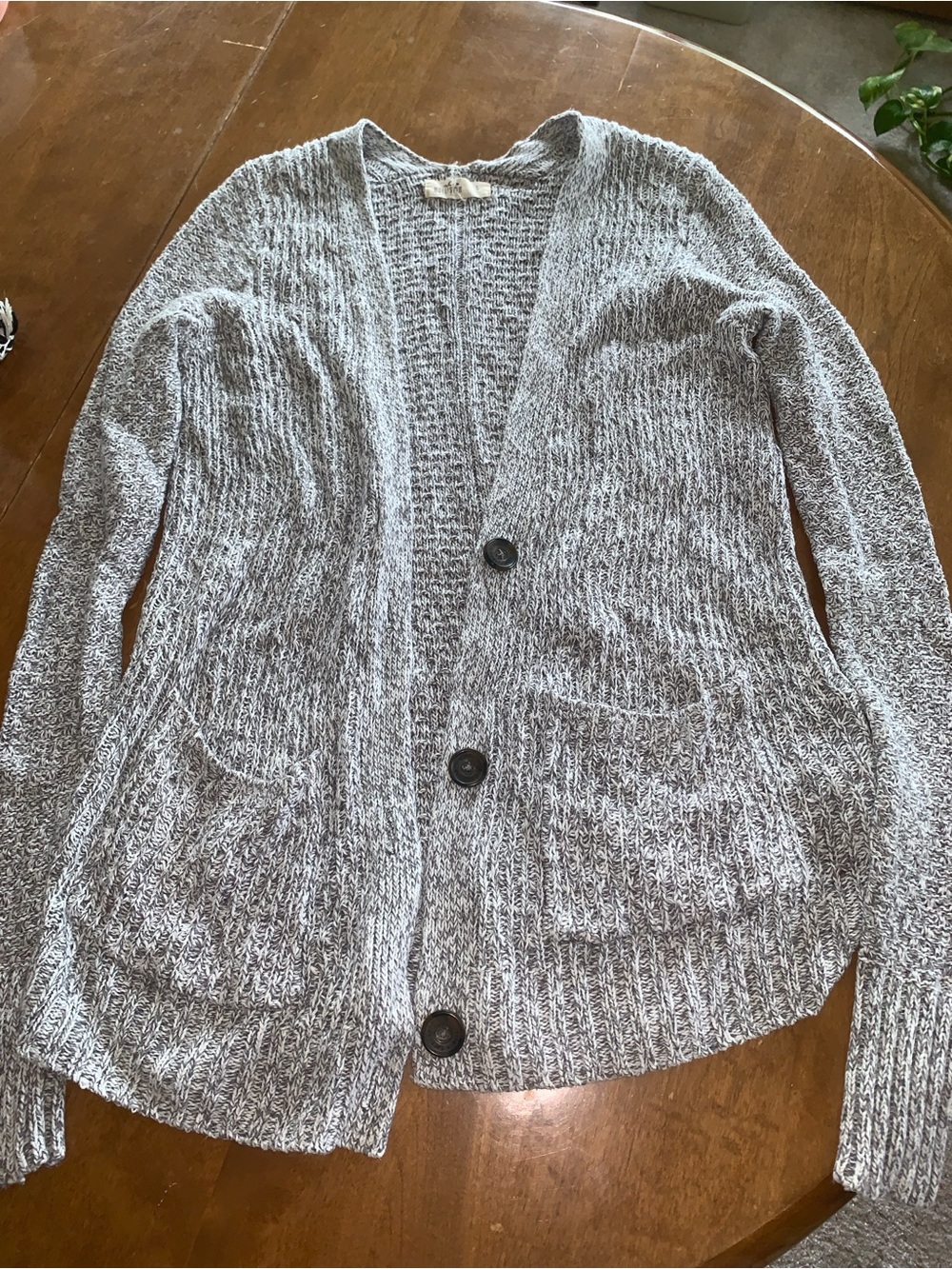 Hollister Marled Gray Knit cardigan Sweater
